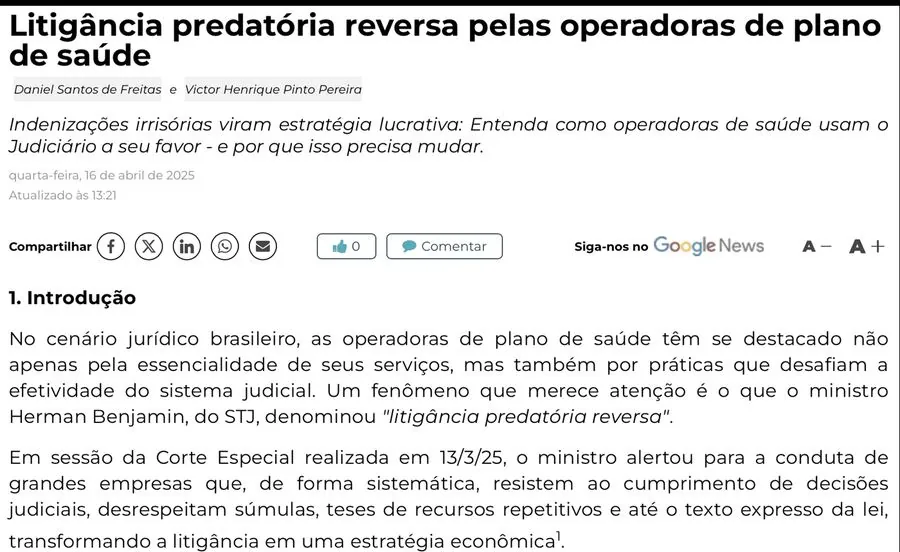 Migalhas: litigância predatória reversa