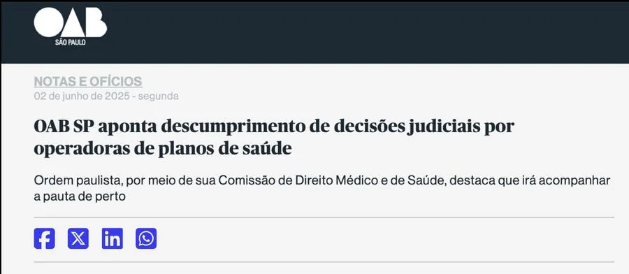 OAB-SP: descumprimento de decisões judiciais